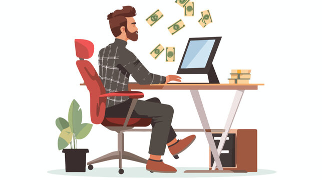 Illustration Featuring a Man Making a Lot of Money 