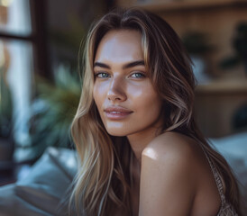 Young woman portrait at her home