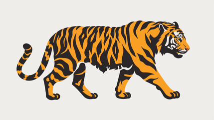 Illustration of a tiger in silhouette design flat vector