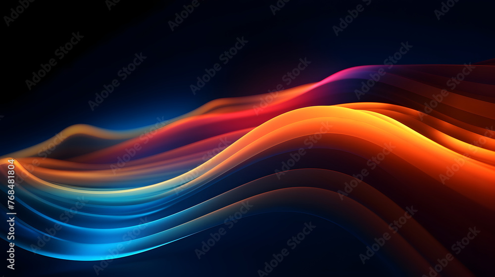 Fototapete Digital technology 3D curve light wave abstract graphic poster web page PPT background