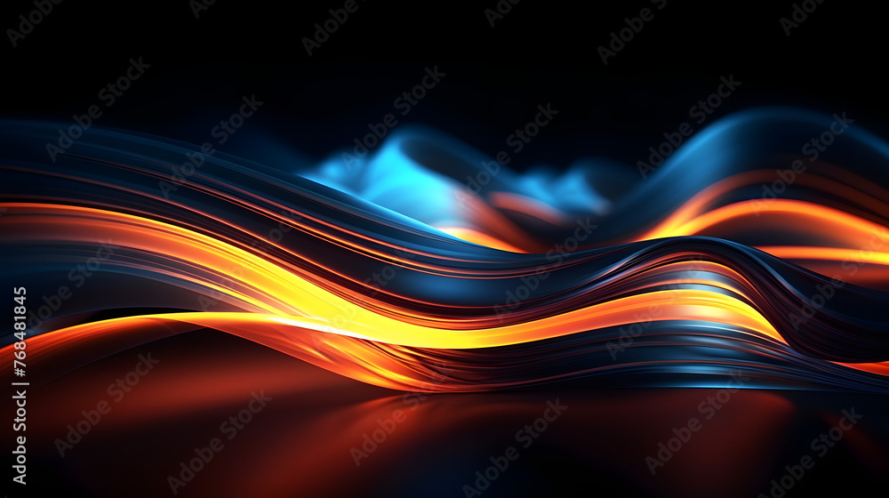 Fototapete Digital technology 3D curve light wave abstract graphic poster web page PPT background