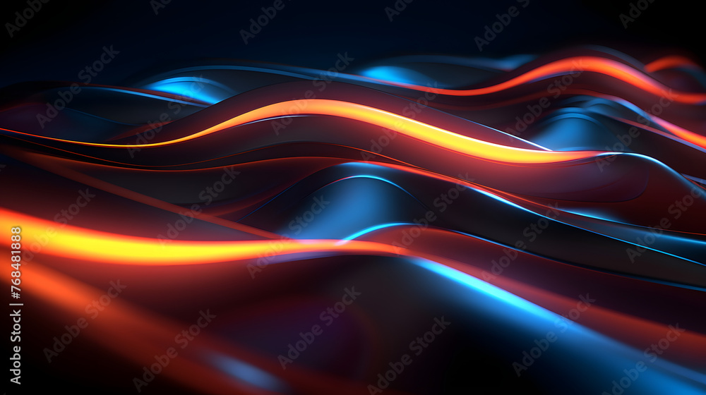 Fototapete Digital technology 3D curve light wave abstract graphic poster web page PPT background