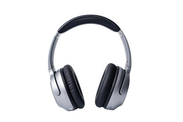Black headphones. The headphones are modern in design, showing intricate details. The image captures a simple yet intriguing composition. Isolated on a Transparent Background PNG.