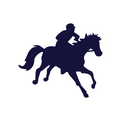 Cowboy and Horse Silhouette on White Background. in Flat Design and Shapes. Isolated Vector.