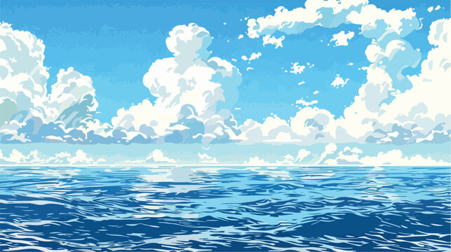 Image collage of sea and sky with white clouds from 