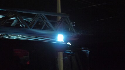 fire truck lights blue flashing beacon night emergency, fire engine illumination night rescue...