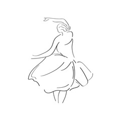 Balerina, Dancing woman. Art Line © Lina