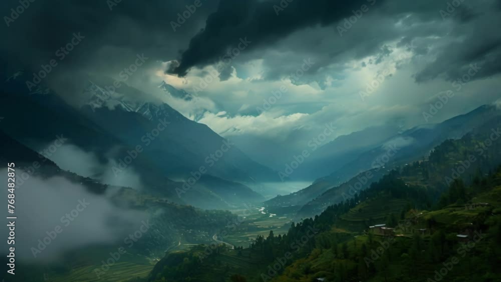 Poster the sound of thunder echoes through the valley as the monsoon rains intensify adding to the already 