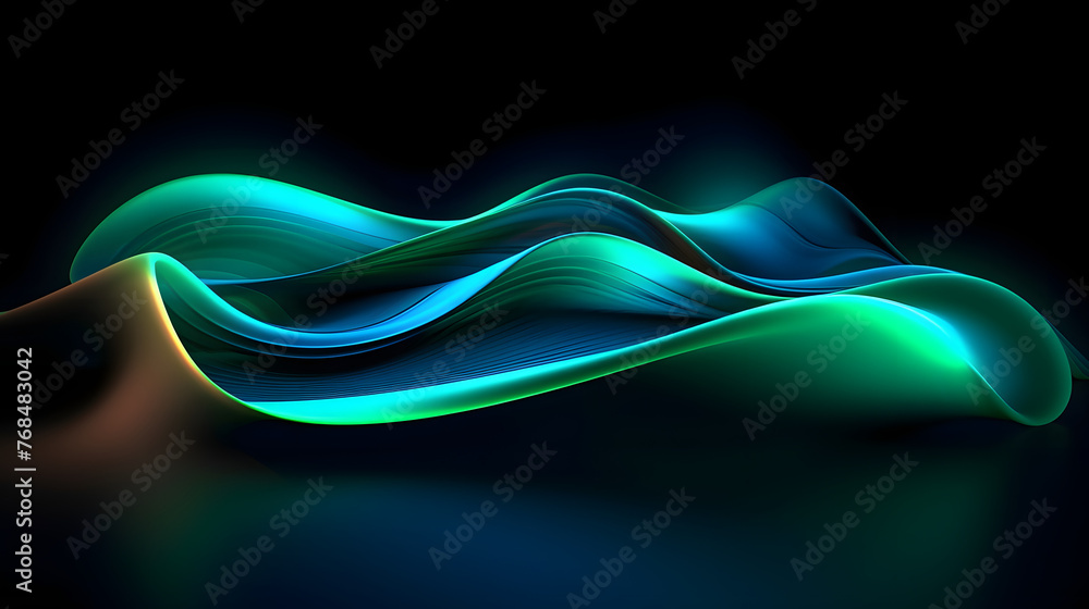 Fototapete Digital technology 3D curve light wave abstract graphic poster web page PPT background