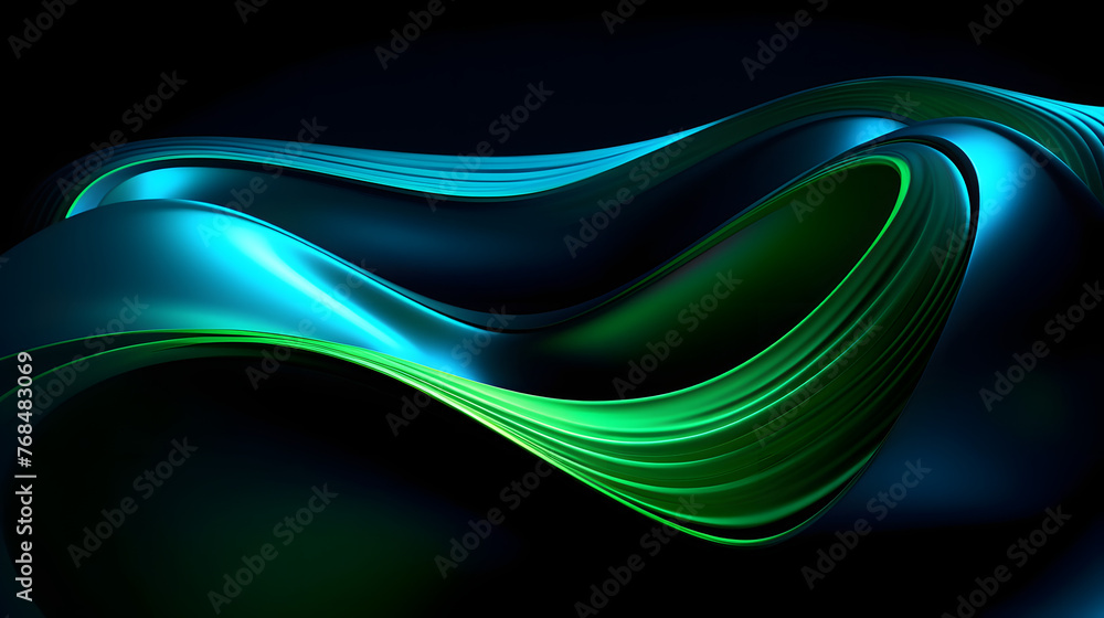 Fototapete Digital technology 3D curve light wave abstract graphic poster web page PPT background