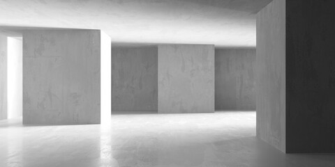 Abstract empty concrete interior. Minimalistic dark room design template - 768483429