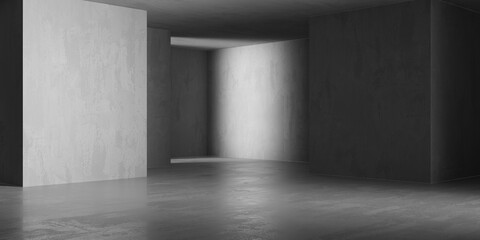 Abstract empty concrete interior. Minimalistic dark room design template - 768483438