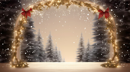 Obraz premium Empty street with a tunnel of string lights