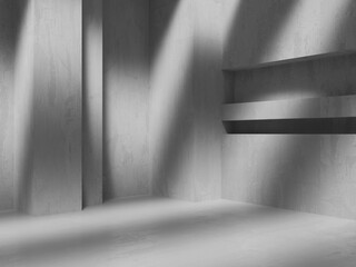 Abstract empty concrete interior. Minimalistic dark room design template - 768483646