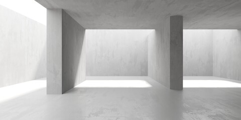 Concrete room with abstract interior. Open space. Industrial background template - 768484005