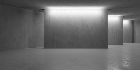 Abstract empty concrete interior. Minimalistic dark room design template - 768484010
