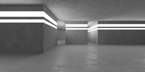 Concrete room with abstract interior. Open space. Industrial background template - 768484017