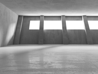 Concrete room with abstract interior. Open space. Industrial background template - 768484043