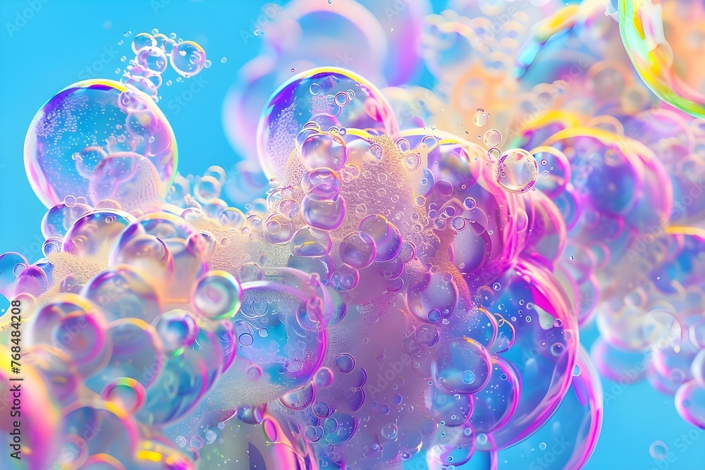 Aufkleber vibrant bubbles in a realistic cleaning simulation generated by artificial intelligence. concept bub