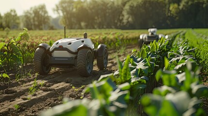 Demonstrating the future of farming, robotic and autonomous vehicles navigate the fields of a smart farm, empowered by cutting-edge 5G technology. 