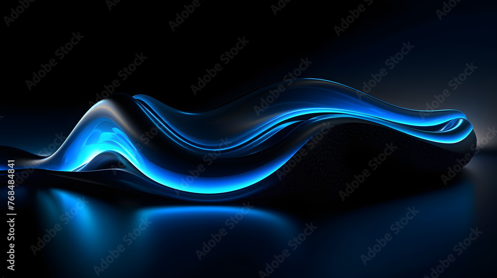 Fototapete Digital technology 3D curve light wave abstract graphic poster web page PPT background
