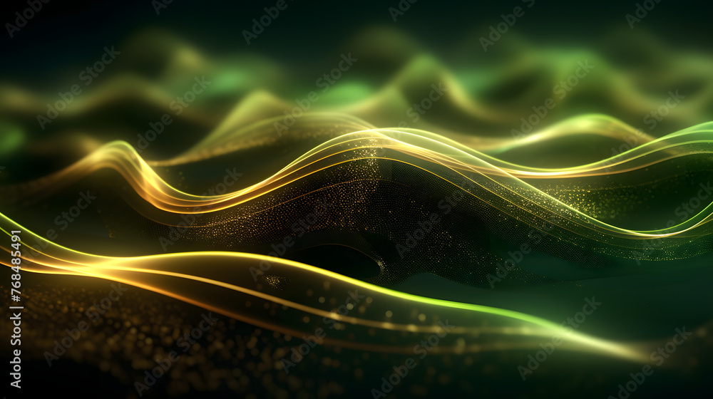 Fototapete Digital technology 3D curve light wave abstract graphic poster web page PPT background
