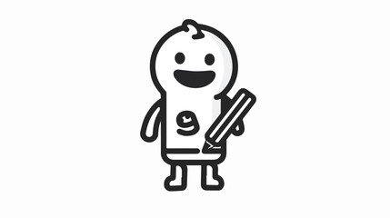 mascot pen character line icon vector. mascot pen char