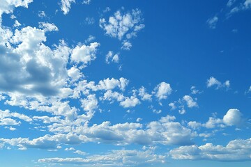 Blue sky background with tiny clouds,  Cumulus white clouds in the blue sky - obrazy, fototapety, plakaty