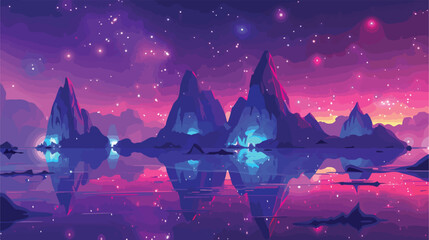 Modern futuristic fantasy night landscape with abstract