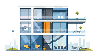 Modern office building interior flat vector