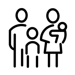 Simple Family Vector Line Icon, Contains Outline Icons such as baby carrier, family house, little brother, sister, grandfather, grandmother, father, mother.