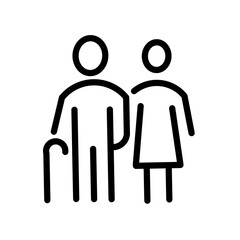 Simple Family Vector Line Icon, Contains Outline Icons such as baby carrier, family house, little brother, sister, grandfather, grandmother, father, mother.