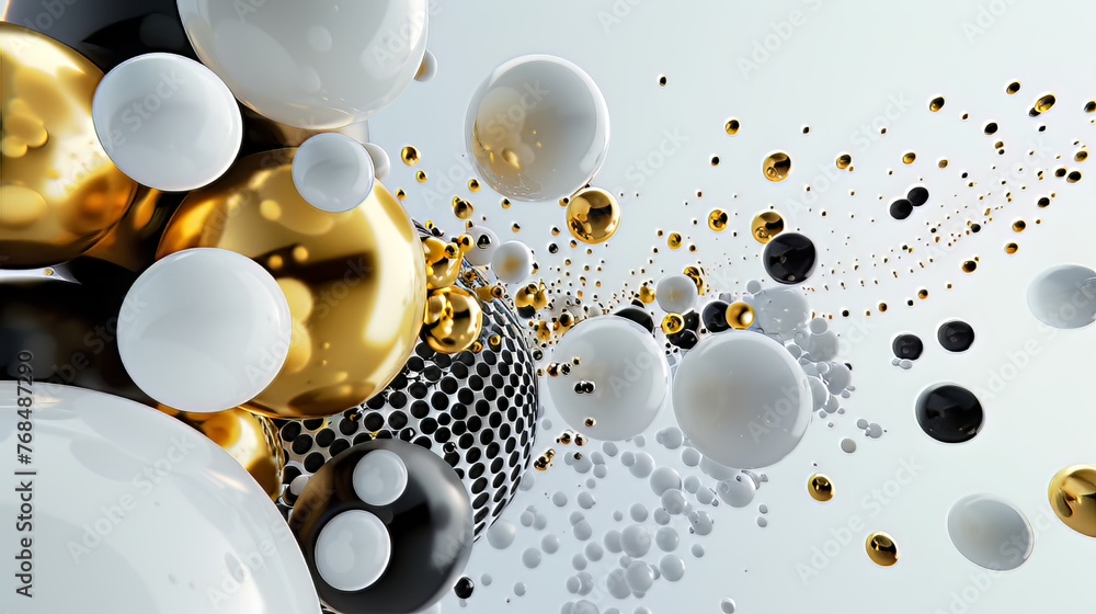 Aufkleber dynamic 3d arrangement. a striking 3d render showcasing a cluster of abstract spheres and solids in 