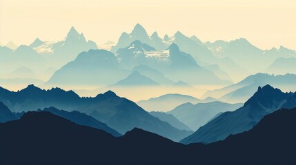 Mountain range silhouette for an outdoor activity poster background - obrazy, fototapety, plakaty