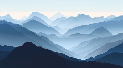 Mountain range silhouette for an outdoor activity poster background - obrazy, fototapety, plakaty