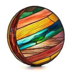 Colorful abstract stained glass ball isolated on white background