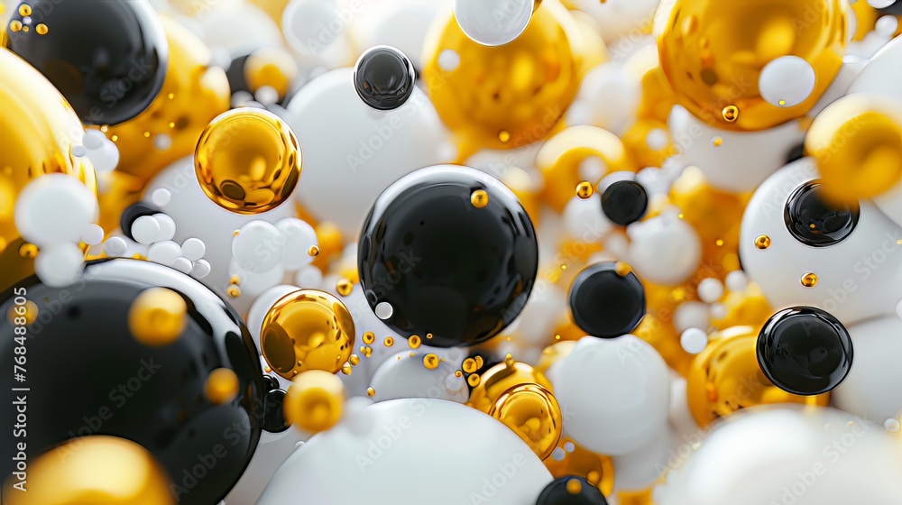 Aufkleber dynamic 3d arrangement. a striking 3d render showcasing a cluster of abstract spheres and solids in 