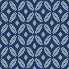 Japanese Ellipse Diamond Flower Vector Seamless Pattern