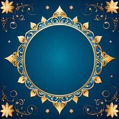 Decorative ornamental circular frame with blank copy space in the middle for greeting card design template.