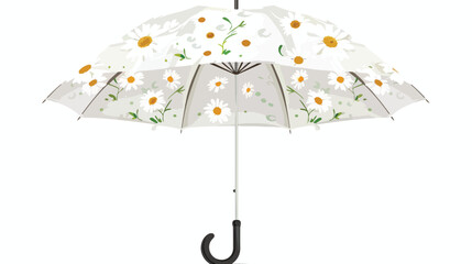 White Umbrella With Flowers Flat vector isolated on white