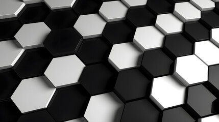 Digital black and white 3d honeycomb structure hexagonal graphic poster web page PPT background