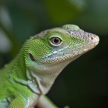 Close up of a green lizard (Lacerta agilis)