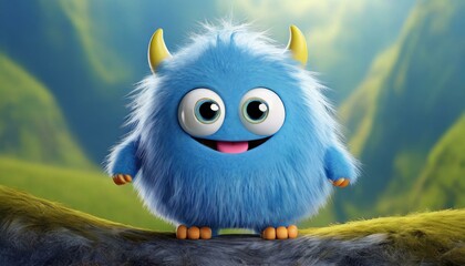 Fototapeta premium Sapphire Snuggles: The 3D Furry Monster's Adventure