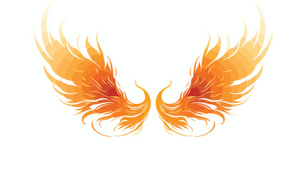 Wings in flame .. Flat vector isolated on white background