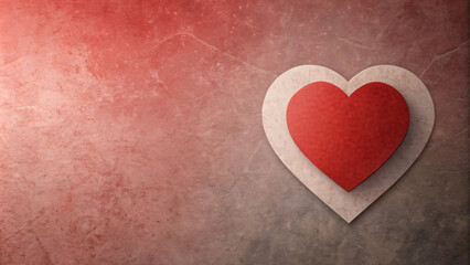Red heart on background with wood texture