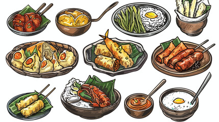Peuyeum Singkong Indonesian Food Hand Drawn Icon 