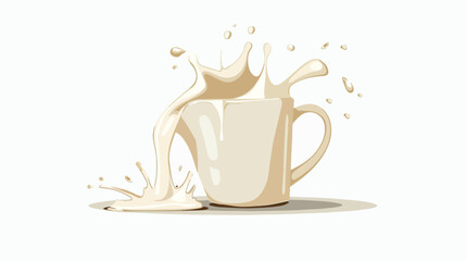 Pouring Milk and splashing from a jug flat vector isolated