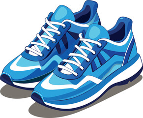 Running athlete wears blue sports shoes icon isolated vector illustrations generated by Ai