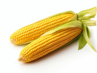Two Ears of Corn Isolated on White Background. Generative AI