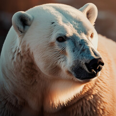 A close-up portrait of a polar bear
